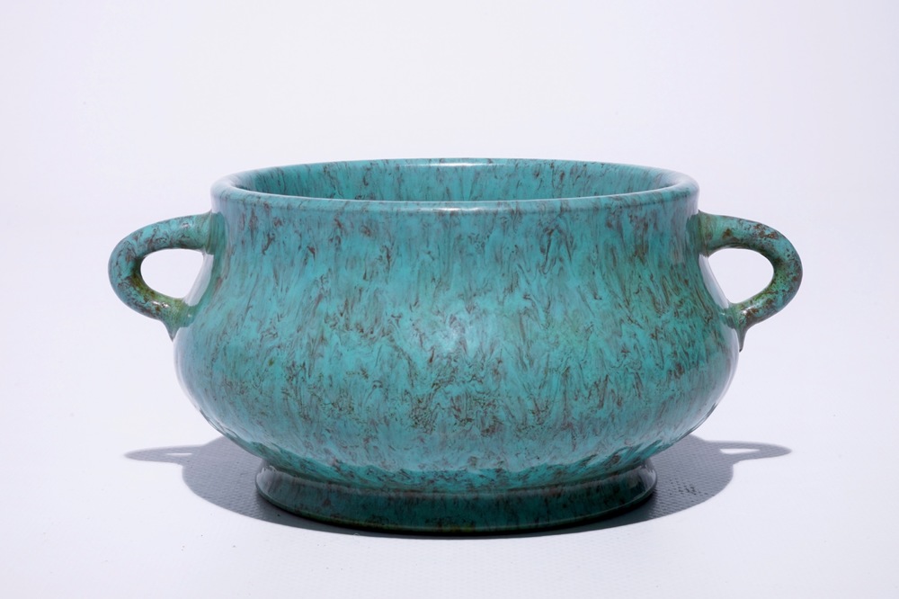 A Chinese robin's egg glazed censer, Yongzheng mark, 19/20th C.