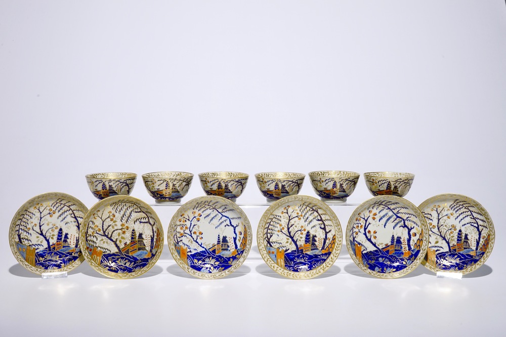 Een set van zes Chinese koppen en schotels uit het servies "Duque de Palmela", begin 19e eeuw