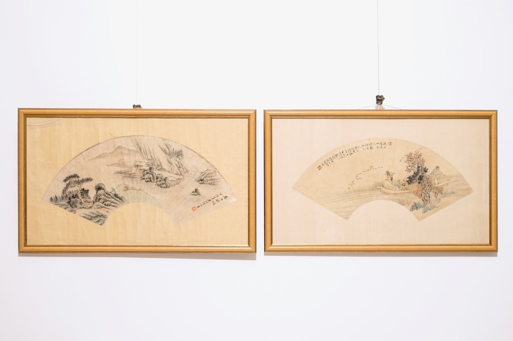 Two Chinese painted fans, 19/20th C.