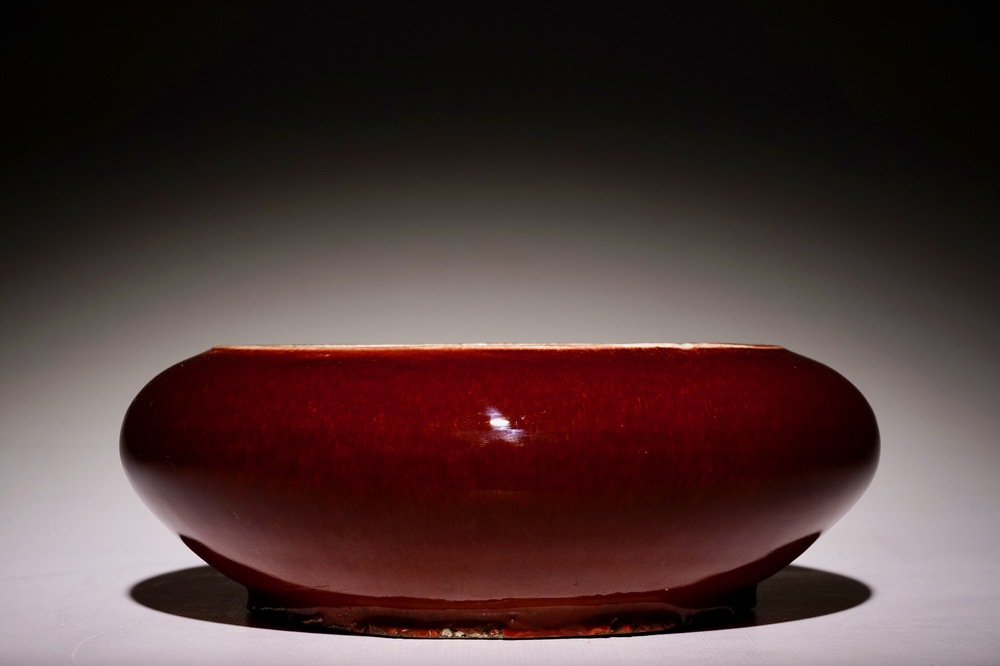 A Chinese monochrome sang-de-boeuf-glazed brushwasher, 19th C.