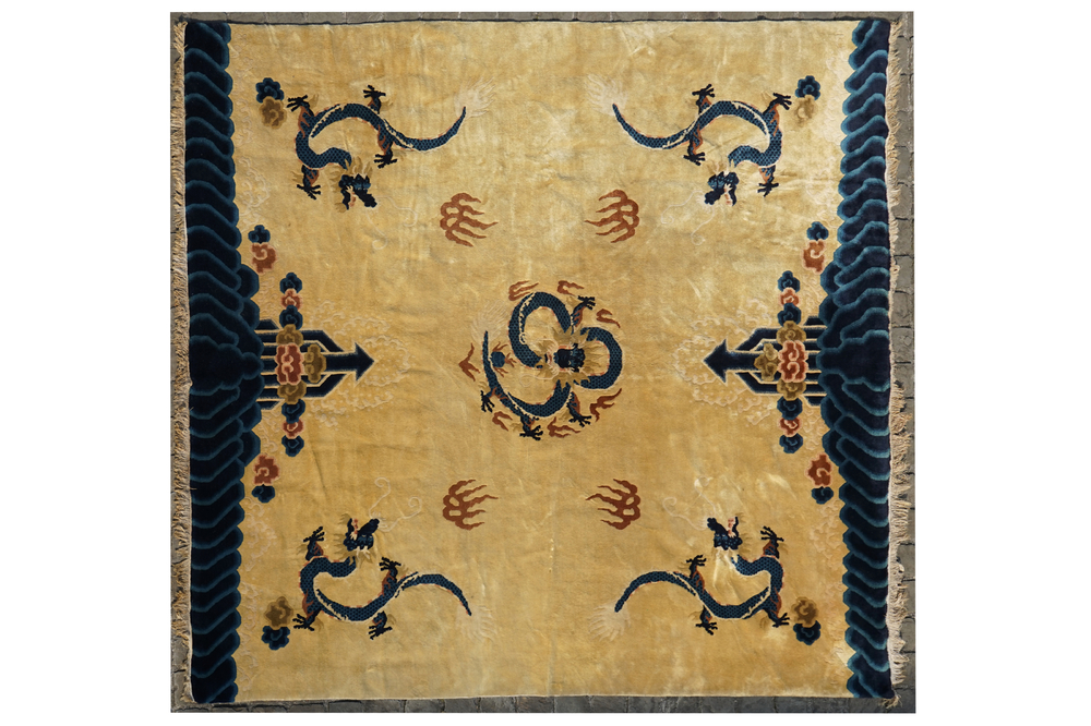 A Chinese Ningxia dragon carpet, ca. 1900