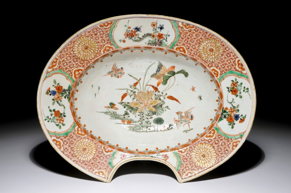 Een Chinese famille verte scheerkom, Kangxi