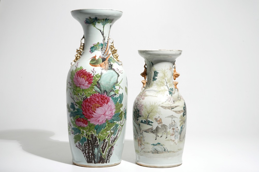 Two Chinese qianjiang cai vases, 19/20th C.