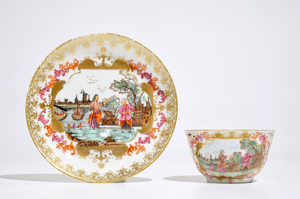 A Chinese famille rose "Peter the Great" cup and saucer, Qianlong