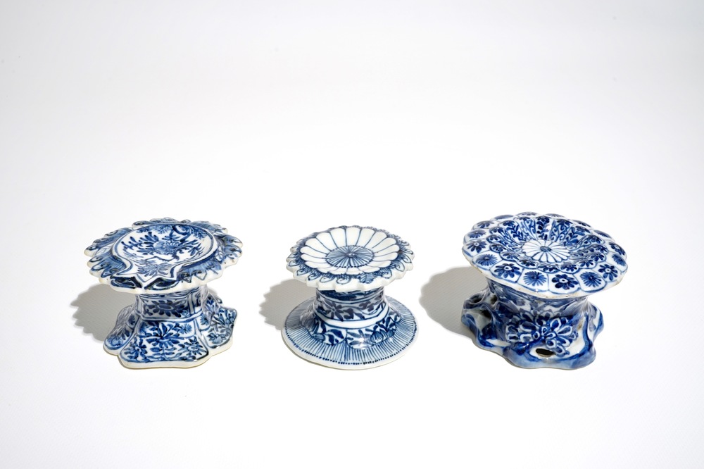 Three Chinese blue and white salts, Kangxi