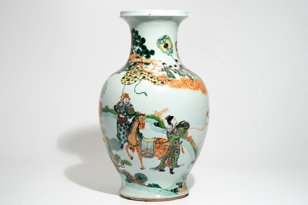 A large Chinese famille verte "Immortals" vase, 19th C.