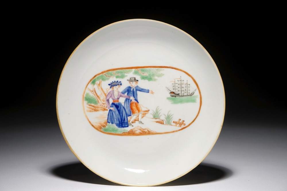 Une coupe en porcelaine de Chine pour l'export &agrave; d&eacute;cor "L'adieu du marin", Qianlong