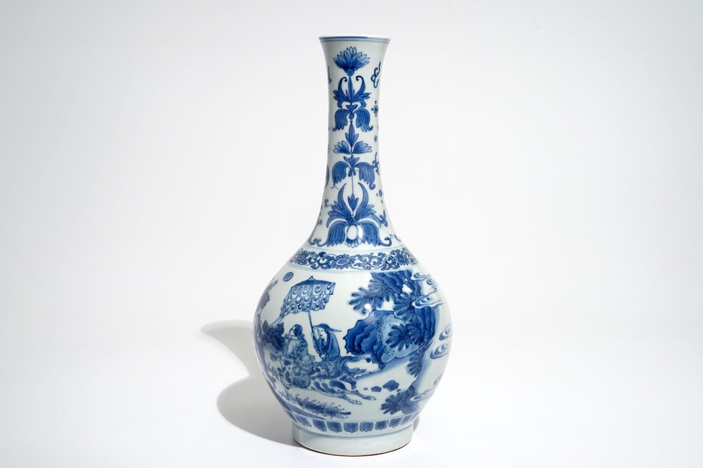 Een Chinese blauwwitte flesvormige vaas, Transitie periode
