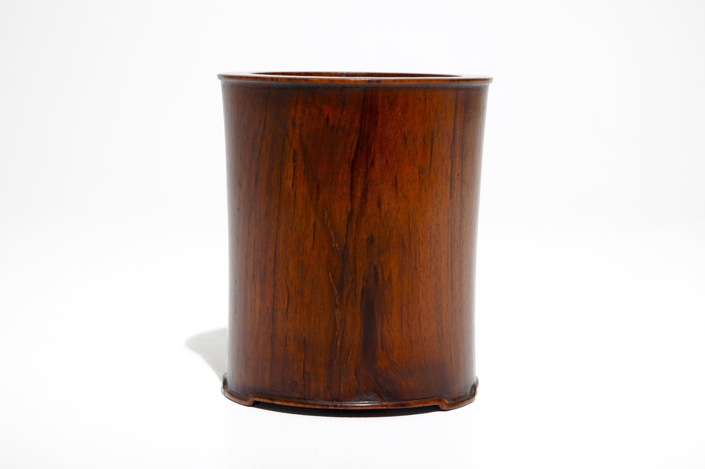 A Chinese huanghuali brush pot, 17/18th C.