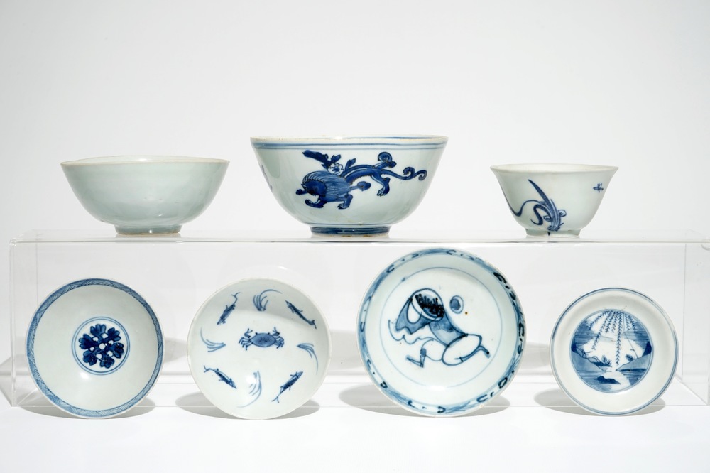 A group of Chinese blue and white wares, Ming