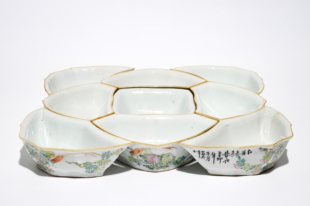 Un service &agrave; mendiants en porcelaine de Chine qianjiang cai, 19&egrave;me