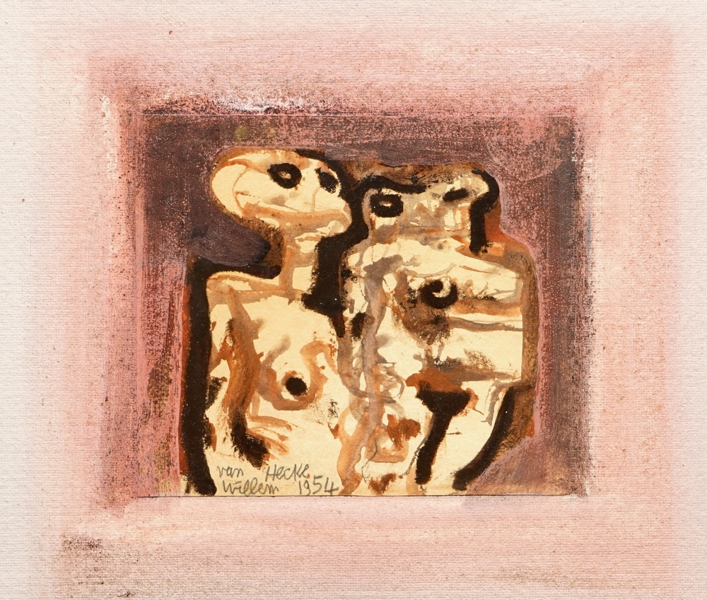 Van Hecke, Willem (Belgium, 1893-1976), "Koppel", two figures, mixed media, dated 1954