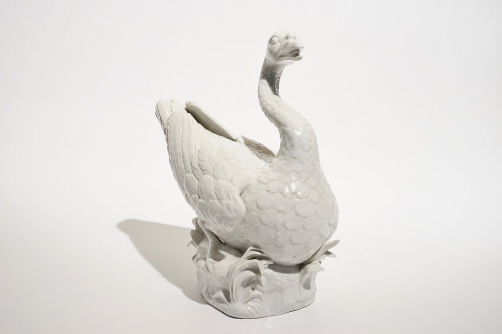 A blanc de Chine-style model of a swan, Meissen, Germany, 18th C.