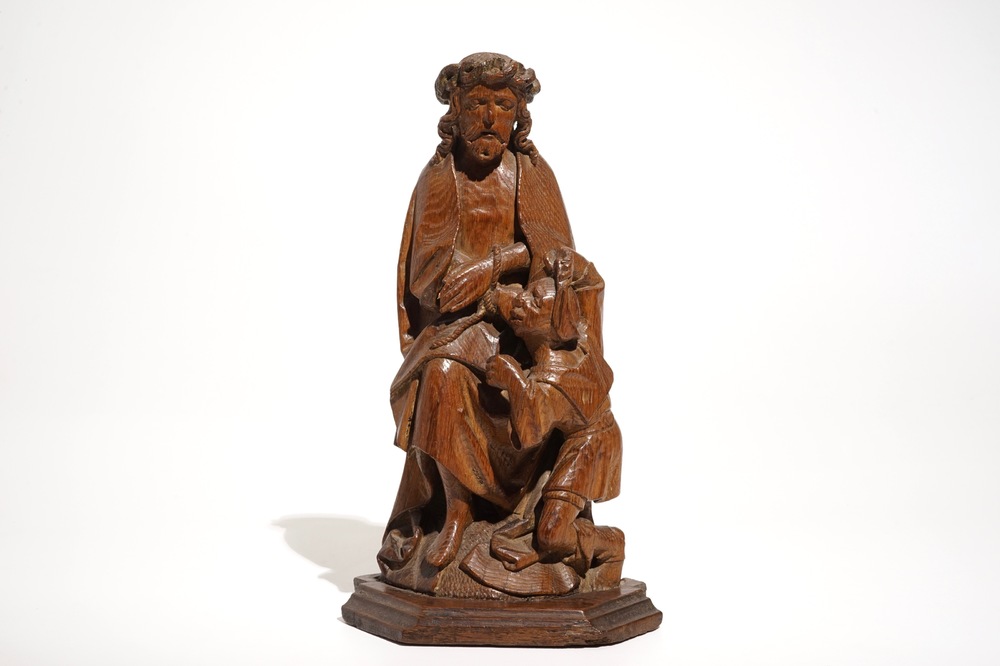 De bespotting van Christus, een gesculpteerde eiken groep, Zuidelijke Nederlanden, 15/16e eeuw