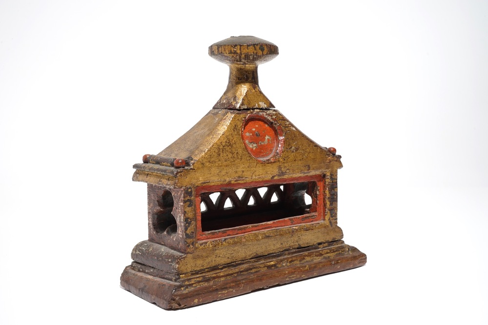 A polychrome wooden reliquary, Alps region, Austria or Italy, 1st half 16th C.
