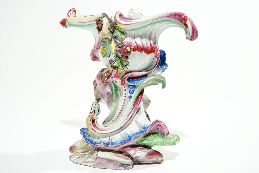 A French faience Rococo pot pourri dragon vase, Jacques Chapelle, Sceaux, 18th C.