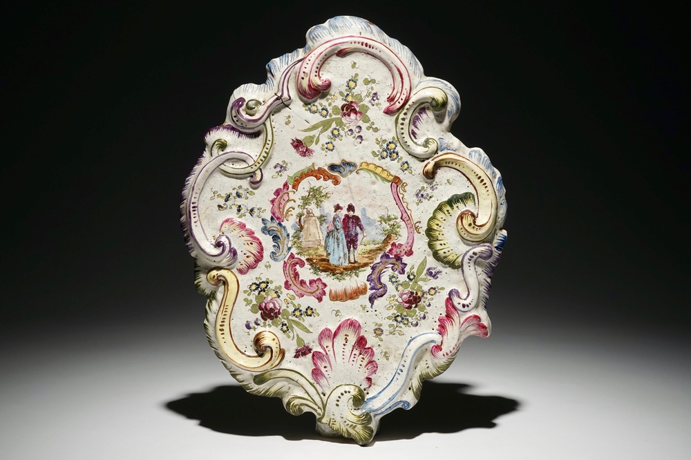 A French faience Rococo plaque, prob. Marseille, 1st half 19th C.