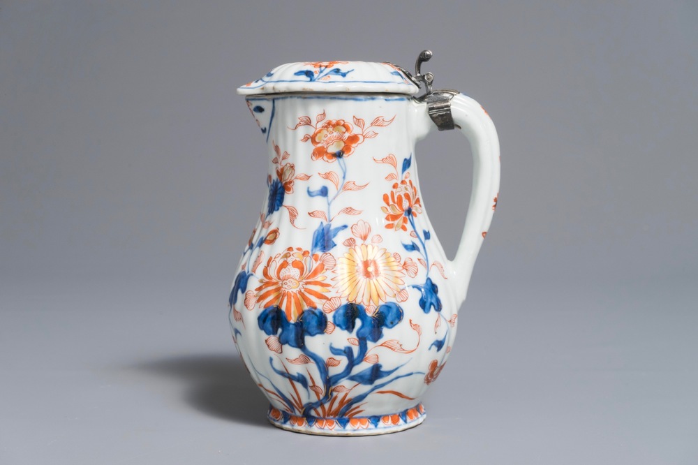 A Chinese Imari-style covered jug with French silver mounts, Qianlong