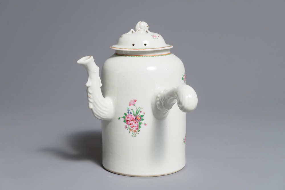 A Chinese famille rose export porcelain chocolate jug, Qianlong