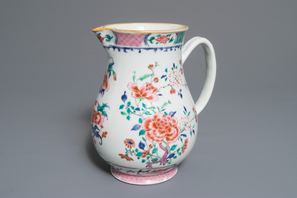 A Chinese famille rose ewer with floral design, Yongzheng