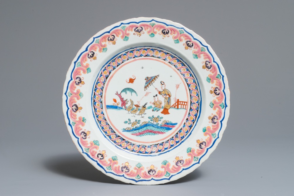 A Chinese famille rose 'Pronk'-style dish, Qianlong