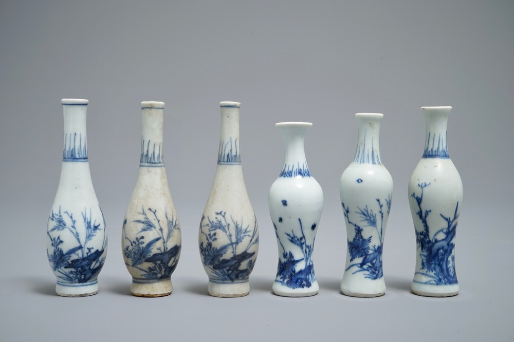 Zes Chinese blauwwitte vazen met floraal decor, Hatcher cargo, Transitie periode