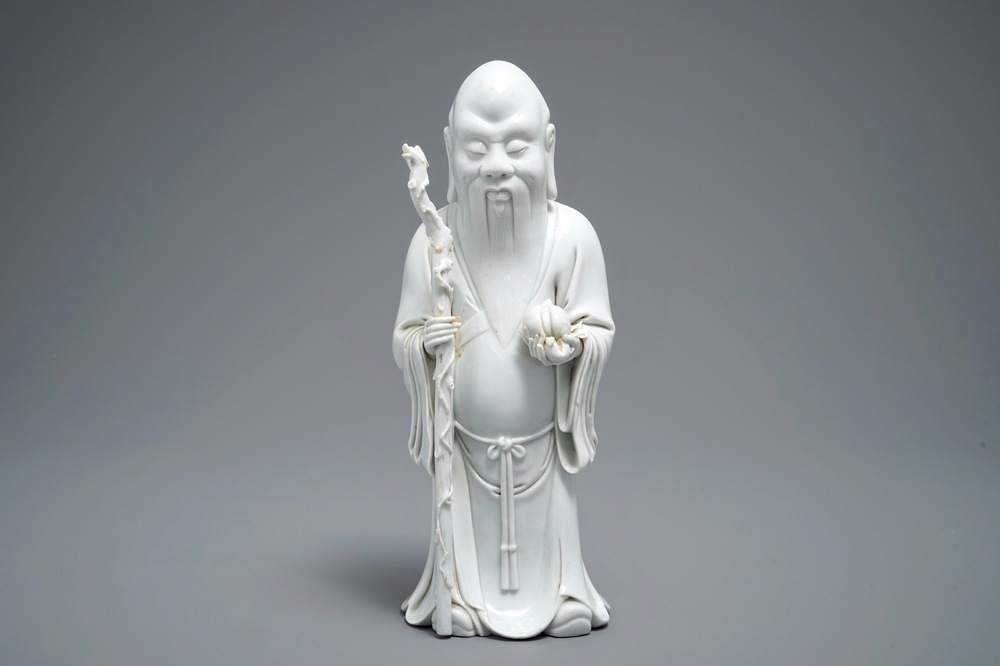 A Chinese blanc de Chine figure of Shou Lao, 19/20th C.