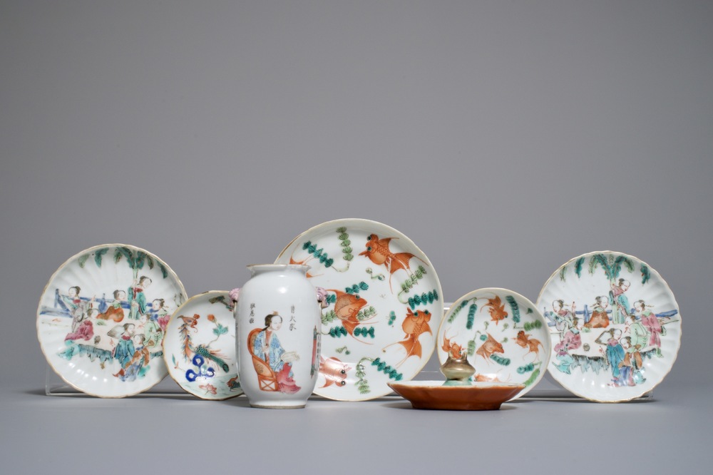 Un lot vari&eacute; en porcelaine de Chine famille rose, 19&egrave;me