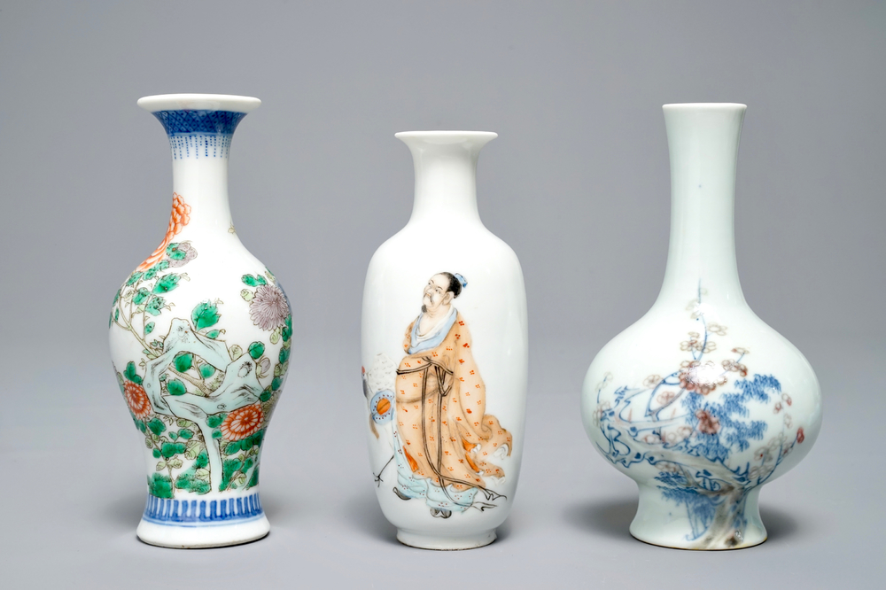 Drie Chinese vazen, diverse merken, 19/20e eeuw