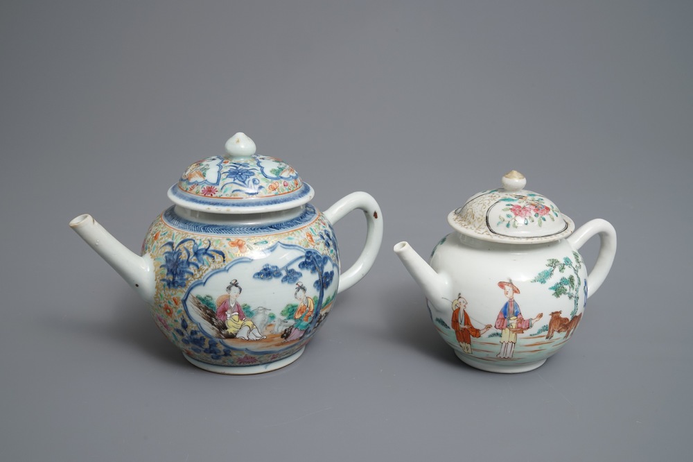 Two Chinese famille rose teapots, Yongzheng/Qianlong