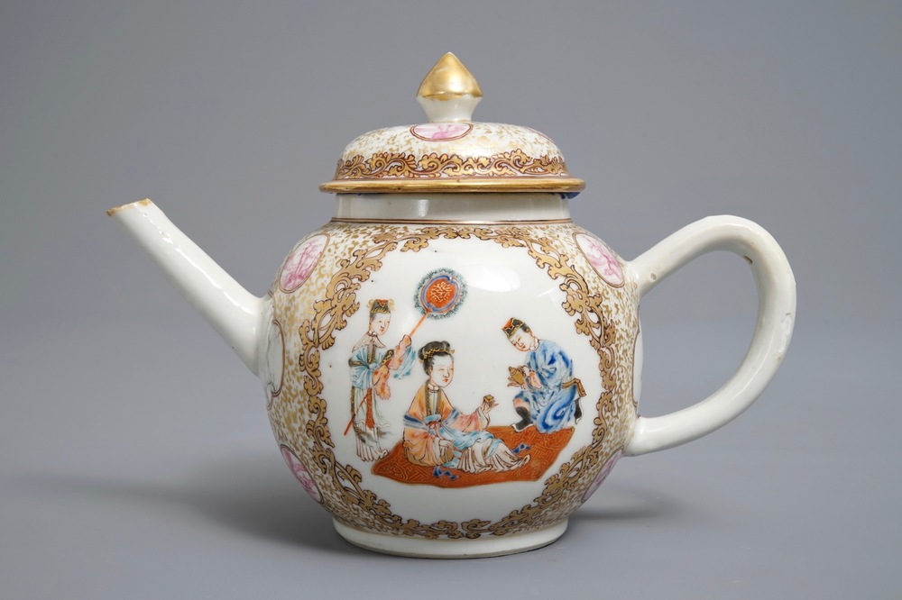 A Chinese famille rose teapot and cover, Qianlong