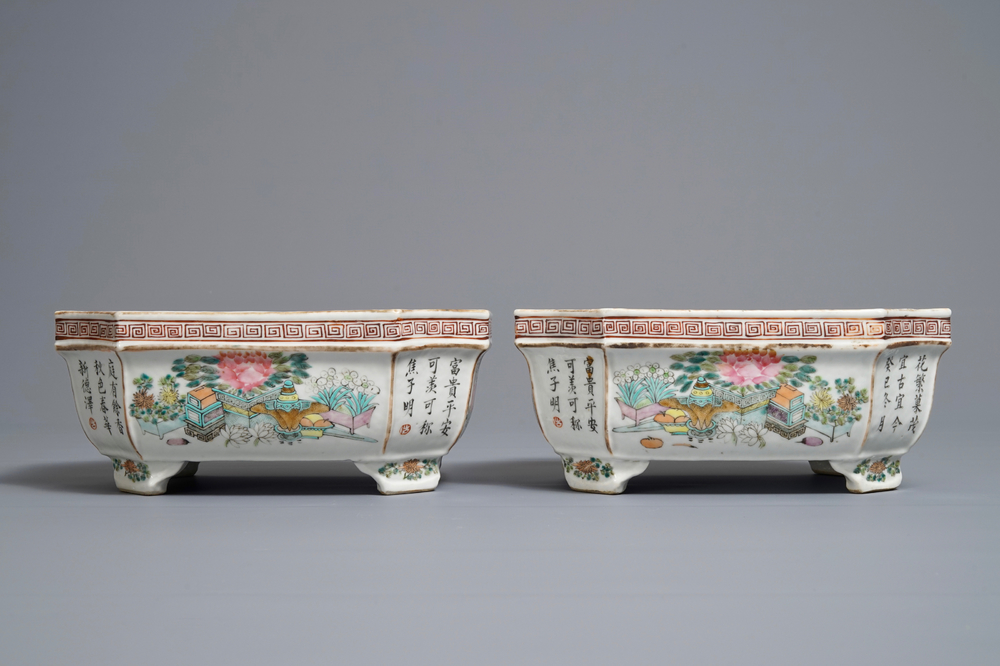 Een paar Chinese qianjiang cai jardini&egrave;res, 19/20e eeuw