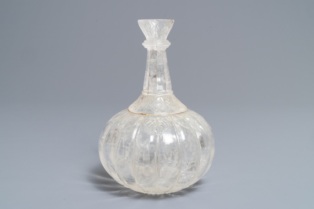 A Mughal-style rock crystal huqqa base, India, 19/20th C.