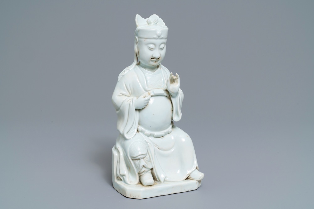 Un mod&egrave;le de Guandi en porcelaine blanc de Chine, 18/19&egrave;me