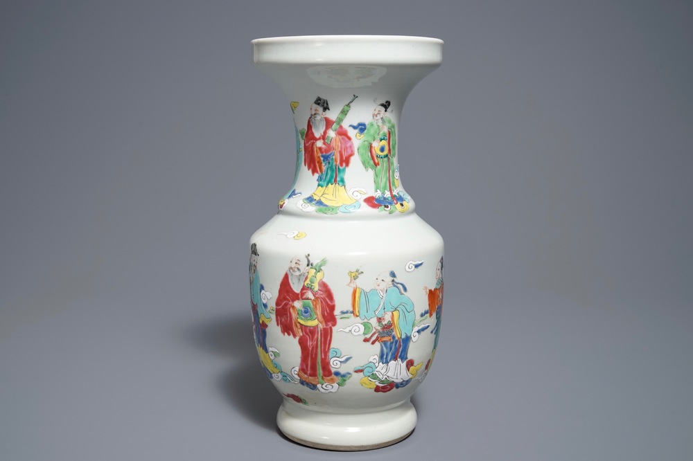 A Chinese famille rose 'Immortals' vase, 19th C.