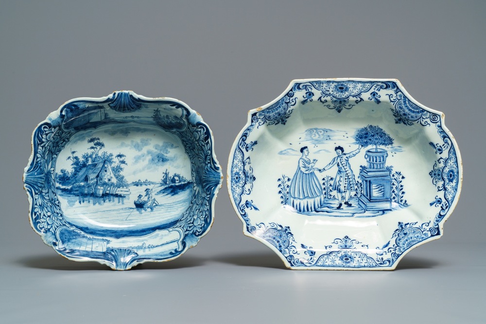 Deux saladiers en fa&iuml;ence de Delft bleu et blanc, 18&egrave;me