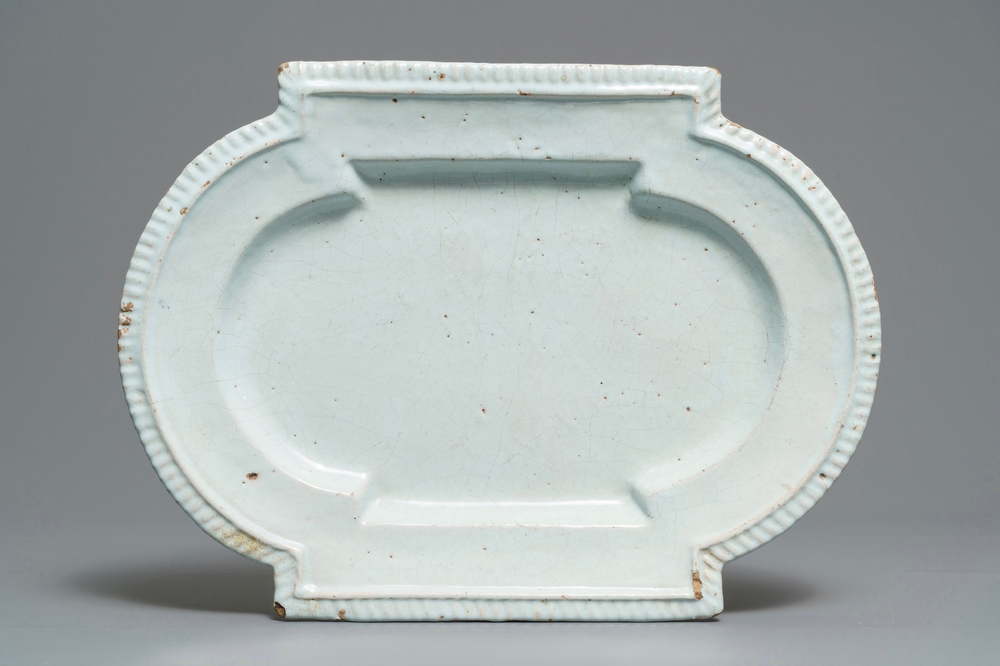 A large lobed oval white Delft dish, 18th C.