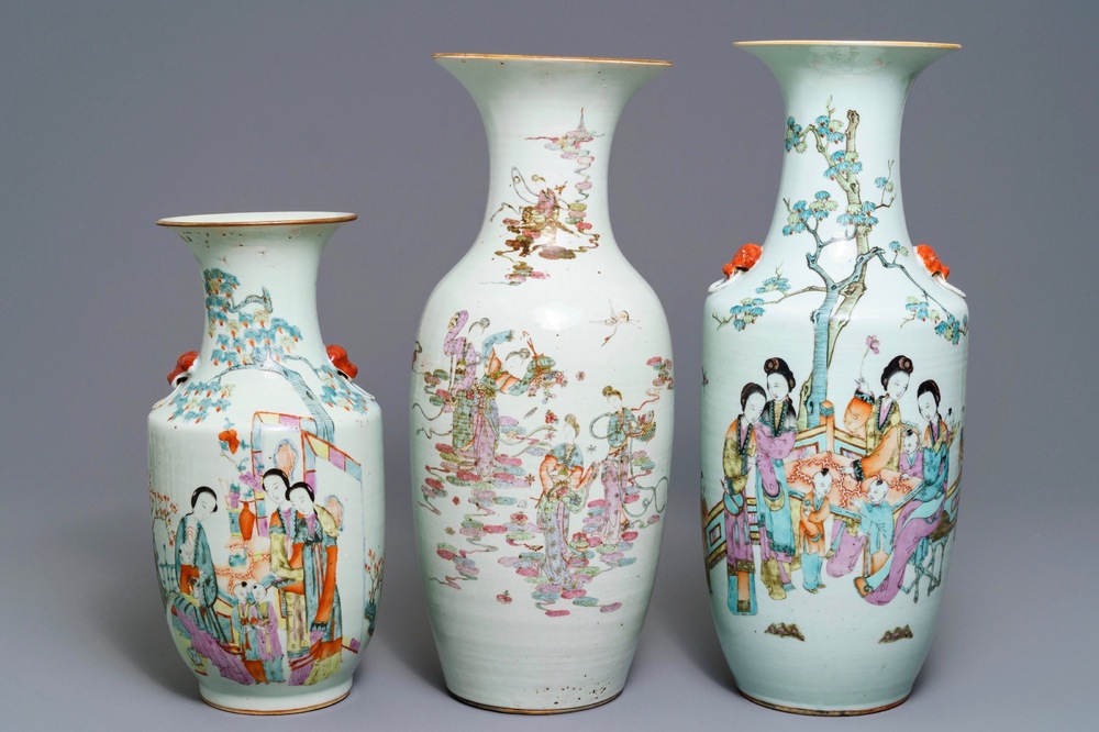 Drie Chinese famille rose vazen, 19/20e eeuw