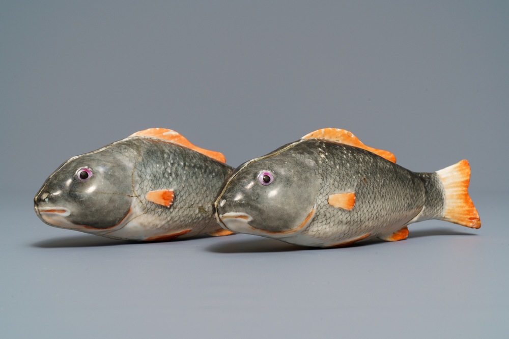 A pair of fine Chinese export fish tureens and covers, Qianlong
