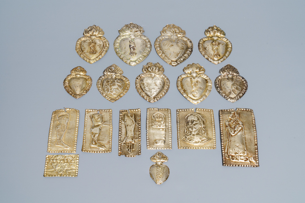 Un ensemble de dix-sept plaques ex-voto en argent, 19/20&egrave;me