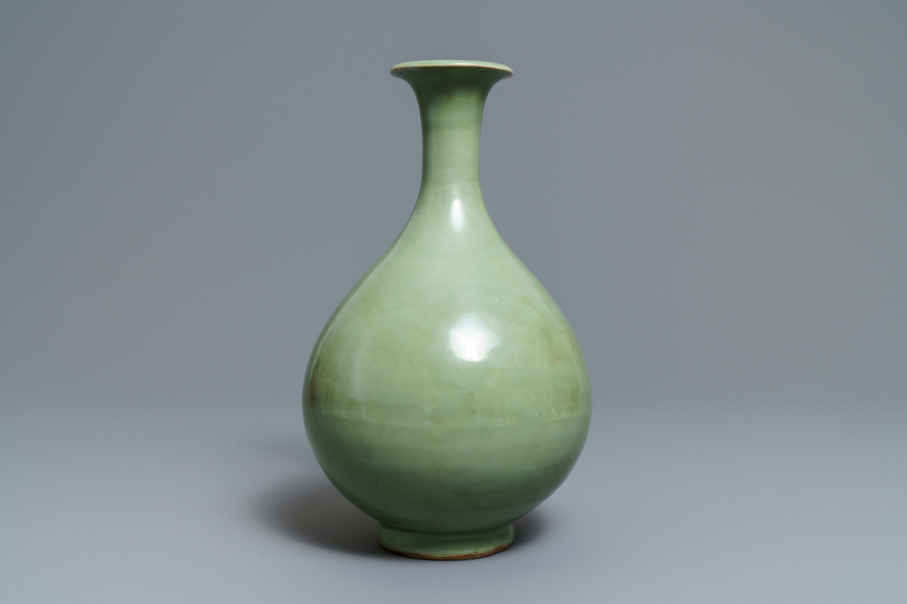 A Chinese Longquan celadon yuhuchunping vase, Yuan