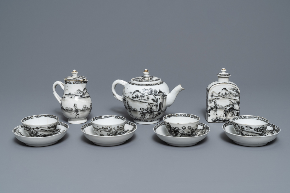 An 11-piece Chinese 'European subject' tea service, Qianlong