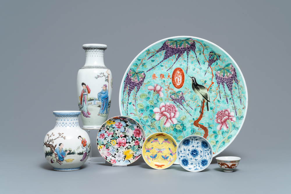 Een diverse collectie Chinees porselein, Qing en Republiek, 19/20e eeuw