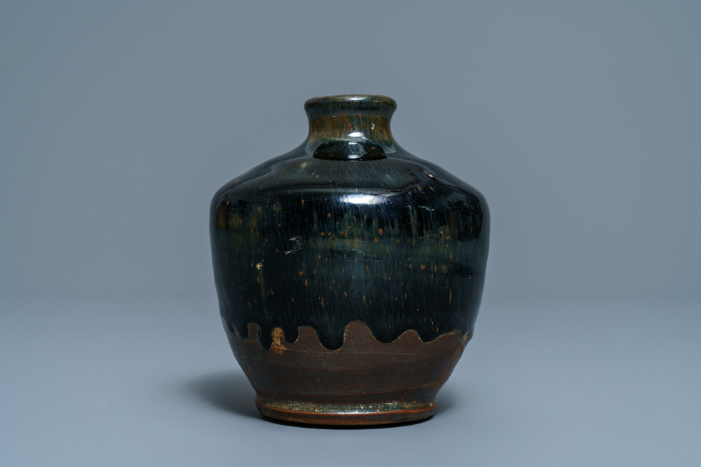 A Chinese Jian 'hare's fur' black-glazed jar, Song