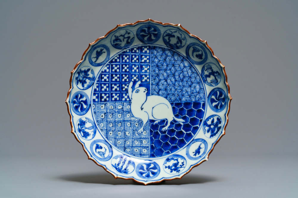 A Chinese blue and white Japanese market ko-sometsuke 'hare' dish, Chongzhen