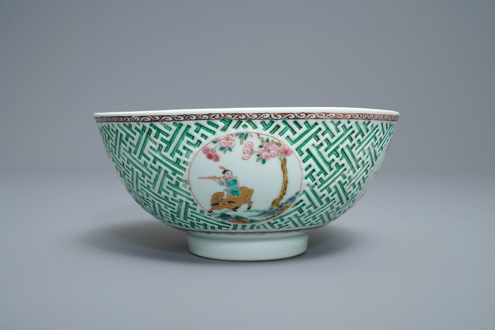 A Chinese famille rose relief-decorated bowl, Yongzheng