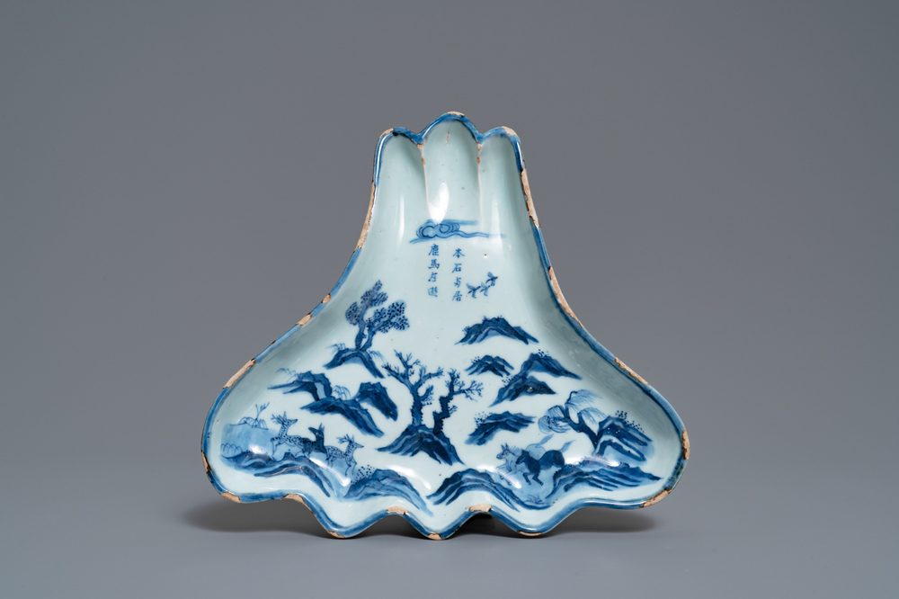 A Chinese blue and white Japanese market ko-sometsuke 'mount Fuji' dish, Tianqi