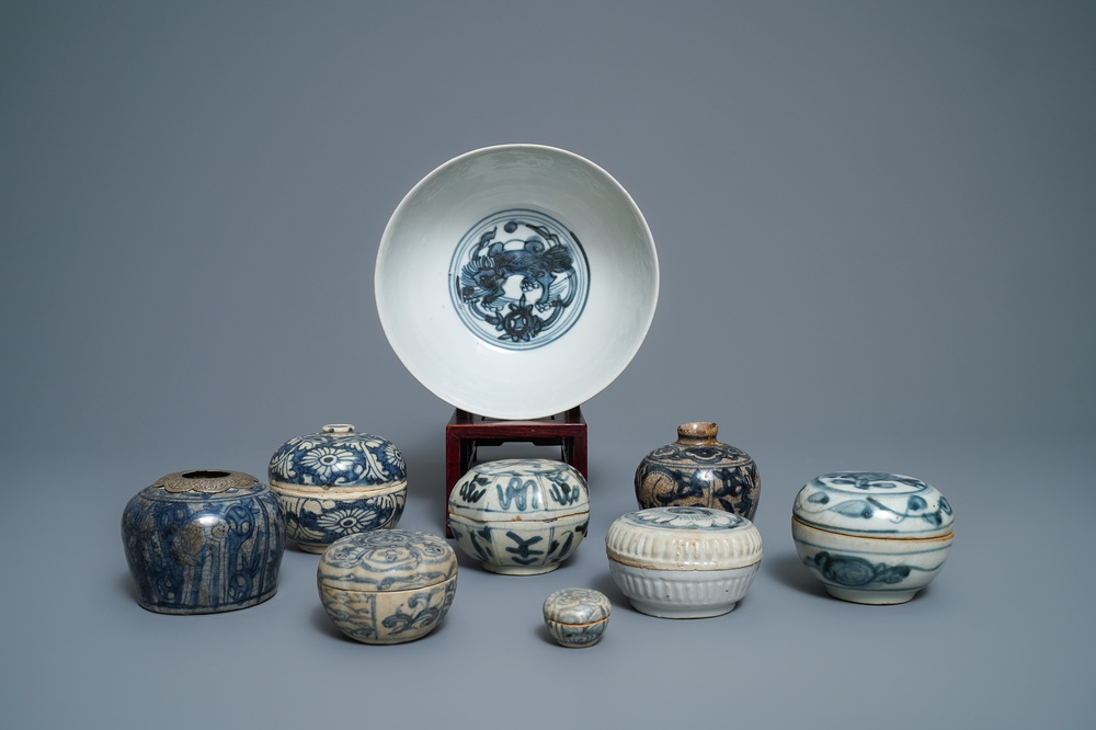 A collection of Chinese blue and white Swatow wares, Ming
