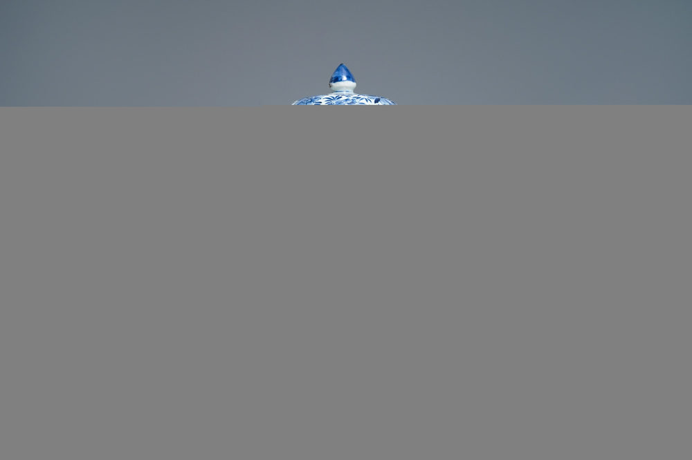 A Chinese blue and white beaker with cover, Kangxi