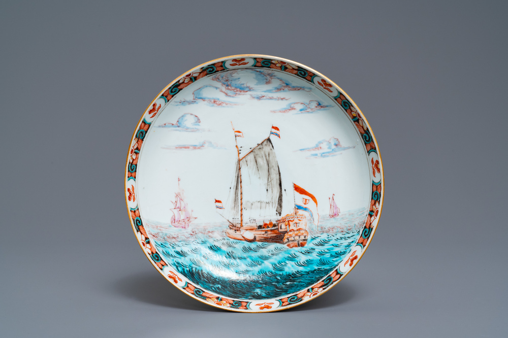 Une assiette en porcelaine de Chine d&eacute;cor&eacute;e aux Pays-Bas, Yongzheng